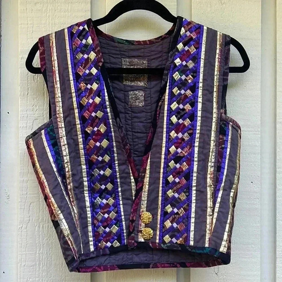 Homemade Quilted Vest metallic handmade - Picture 1 of 5